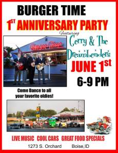 Best party in town, starts at 6:00pm , so after the Oldies but Goodies drags or any of the day shows, drop by Burger Time for great fun, Food and Rock n roll